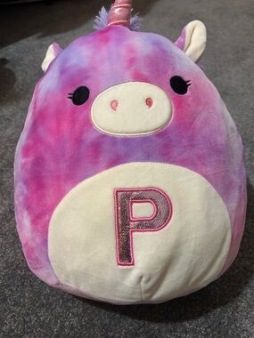 Squishmallows Purple Pink Unicorn Plush with Cream Belly and 'P' Patch